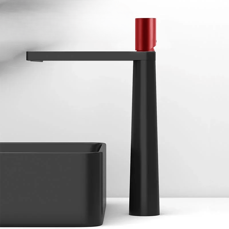 Mitigeur salle de bain noir contemporain – mitigeur compact avec poignée ergonomique et jet doux - Focett