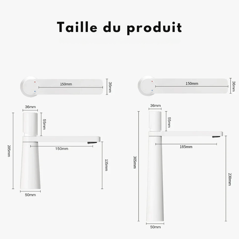 Mitigeur salle de bain noir contemporain – mitigeur compact avec poignée ergonomique et jet doux - Focett