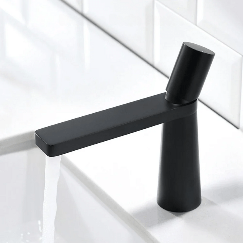 Mitigeur salle de bain noir contemporain – mitigeur compact avec poignée ergonomique et jet doux - Focett