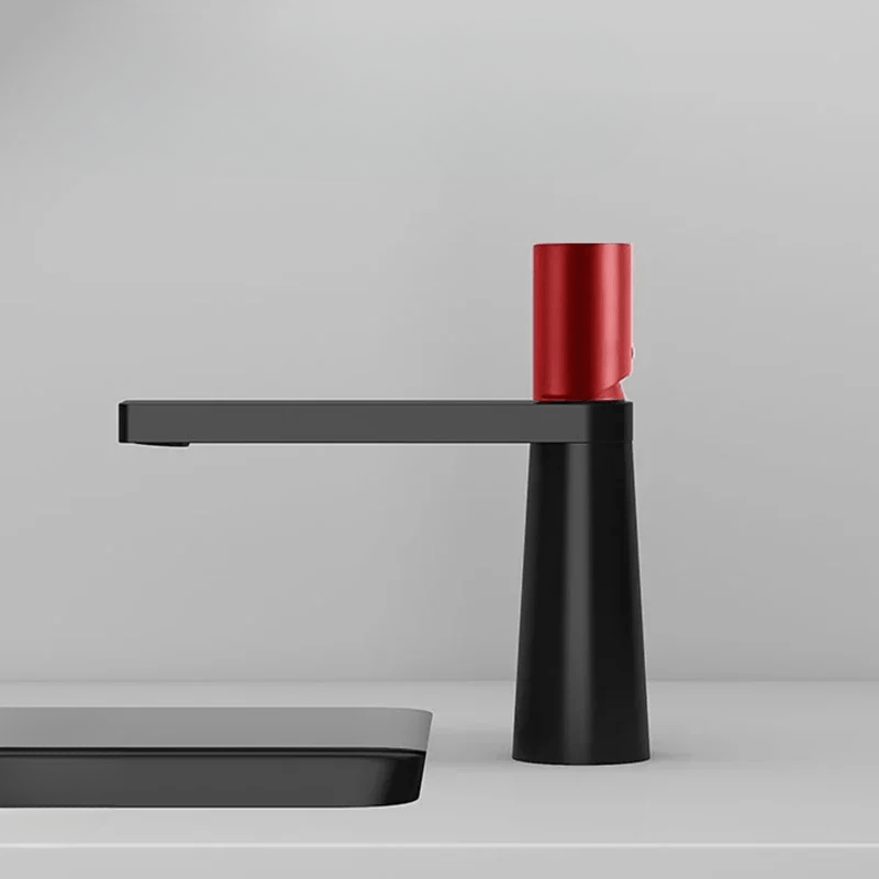 Mitigeur salle de bain noir contemporain – mitigeur compact avec poignée ergonomique et jet doux - Focett