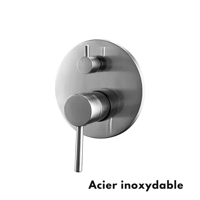 Robinet mitigeur encastrable noir mat pour salle de bain – double poignée, bec fixe arrondi et finition anti - traces - Focett