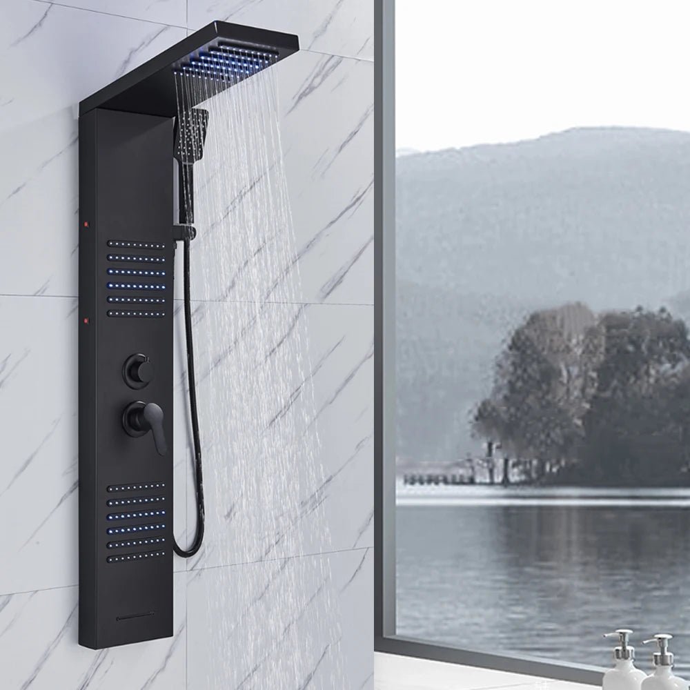 Noir Hydromassage Colonne de douche LED Hydromassage - Focett