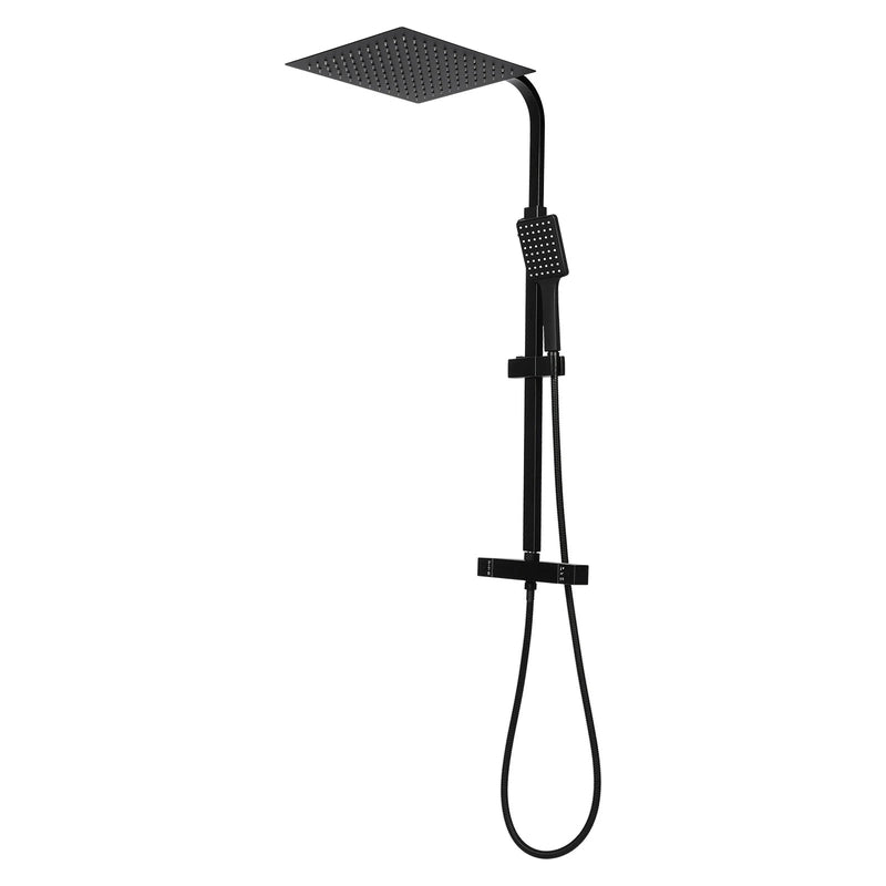 Colonne de Douche Thermostatique Noir – Affichage LED & Haute Pression avec Pommeau Pluie et Douchette Main + Accessoires de Montage