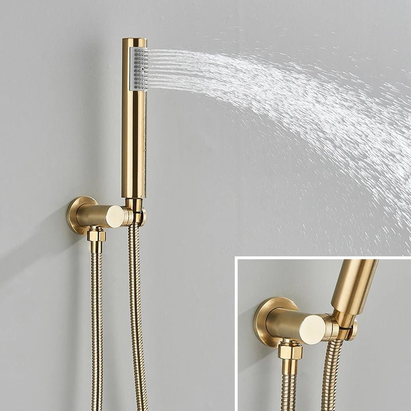 Colonne de Douche Encastrable Or Brossé – Ciel de douche 20-40cm' & Douchette avec Mélangeur Eau Chaude/Froide
