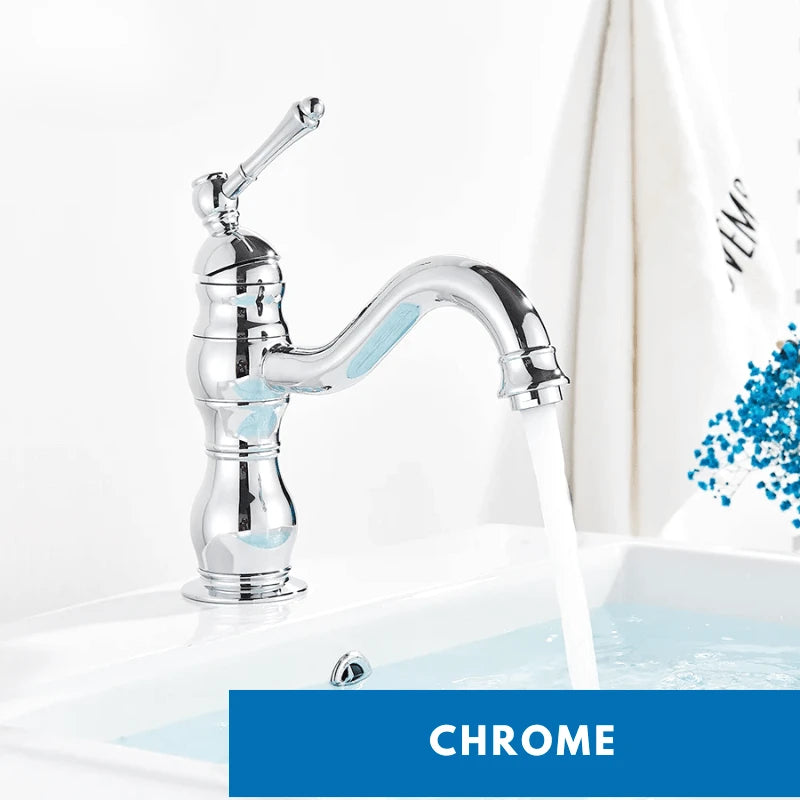 Robinet mitigeur de salle de bain chrome vintage – jet cascade, poignée monocommande et installation facile - Focett