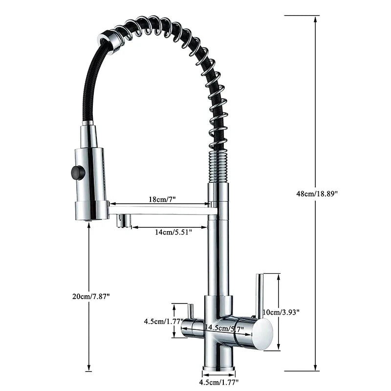 Mitigeur de cuisine noir mat avec bec orientable – Pour eau filtrée et rotation 360° - Focett