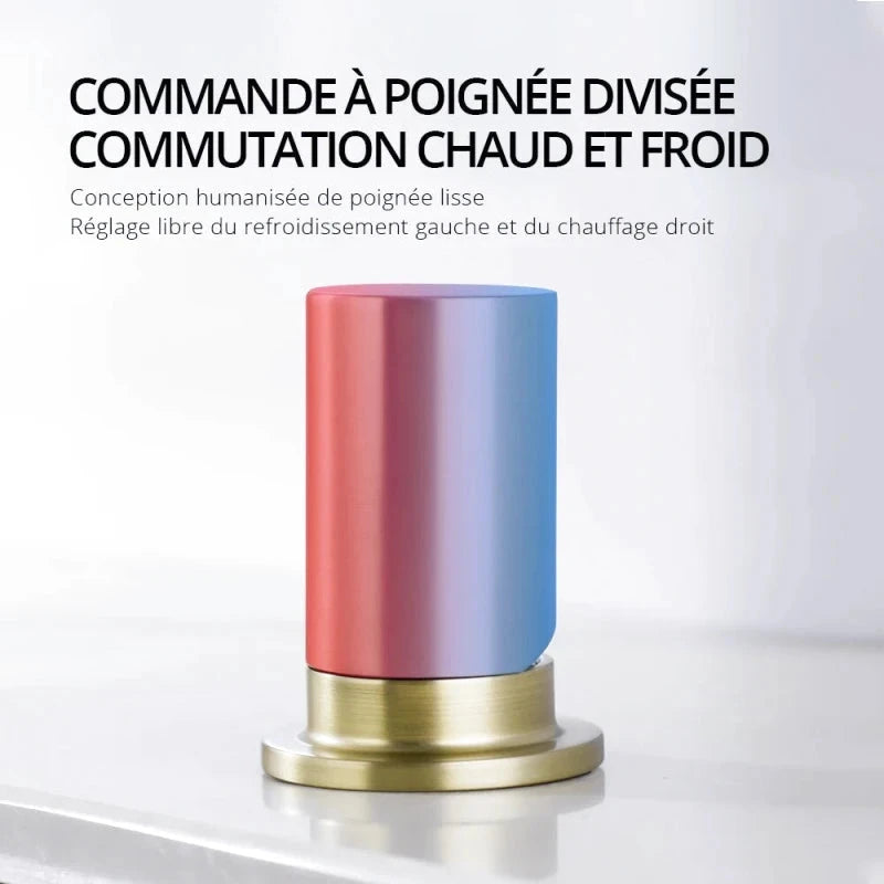 Mitigeur de cuisine or double trou avec bec rétractable – contrôle précis, rotation 360° et finition brossée - Focett