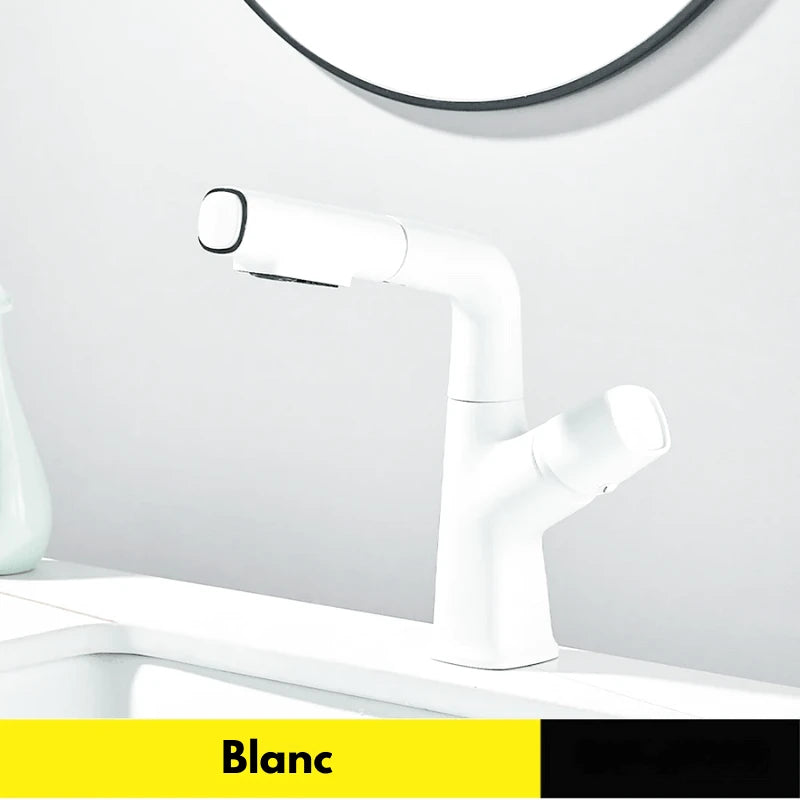 Robinet mitigeur gris effet cascade à bec relevable pour lavabo – écoulement doux, poignée levier et installation facile - Focett