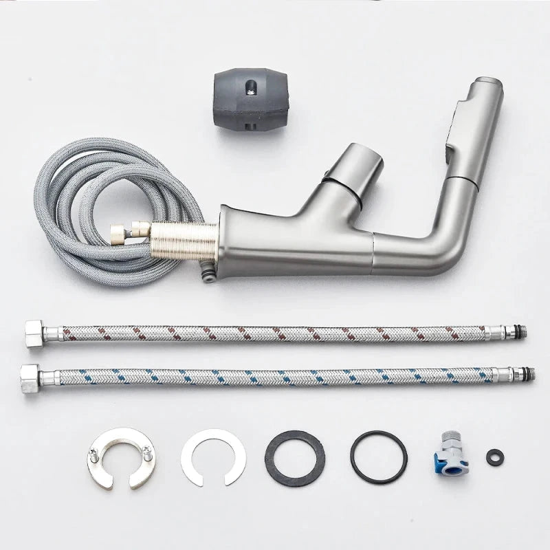 Robinet mitigeur gris effet cascade à bec relevable pour lavabo – écoulement doux, poignée levier et installation facile - Focett