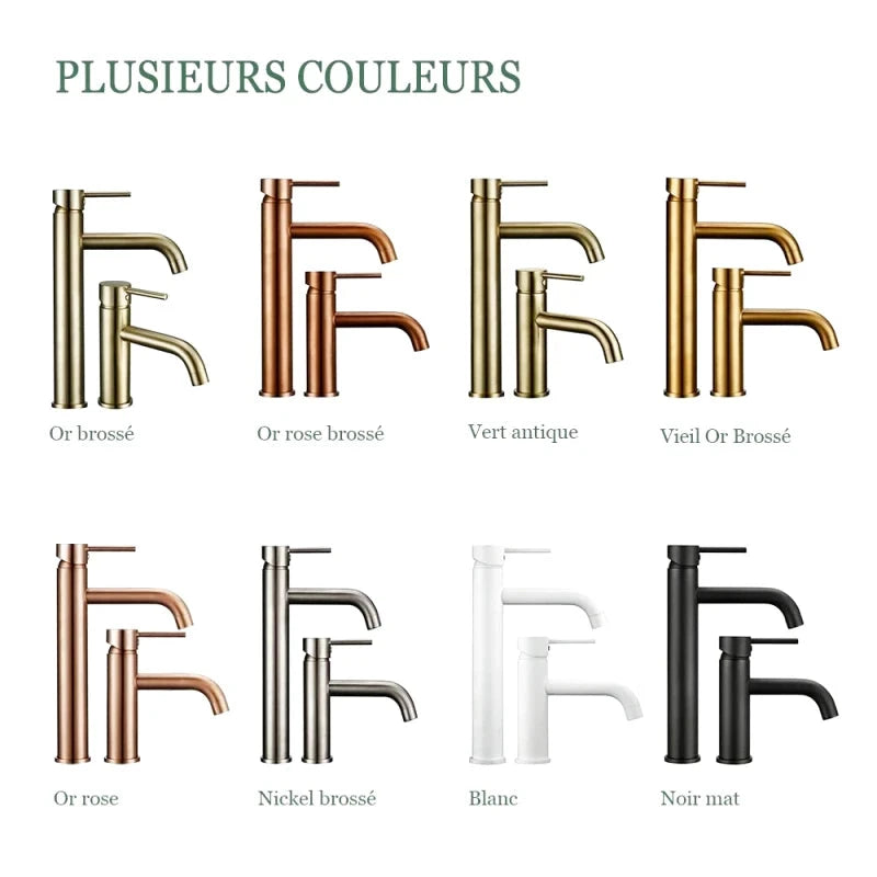 Mitigeur de lavabo en or – poignée ergonomique, installation facile et finition durable - Focett