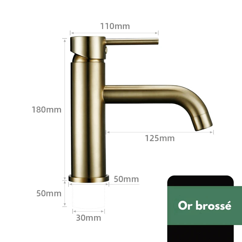 Robinet mitigeur de lavabo salle de bain en or – poignée ergonomique, installation facile et finition durable - Focett