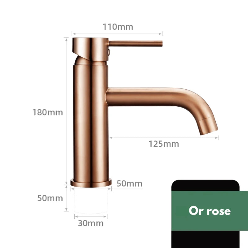 Mitigeur de lavabo en or – poignée ergonomique, installation facile et finition durable - Focett