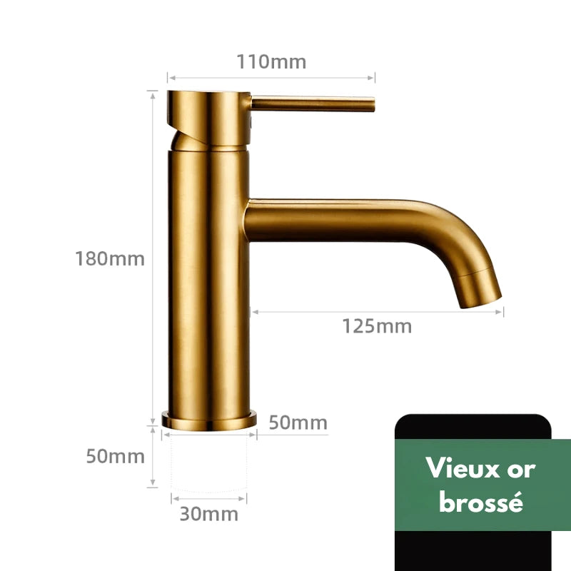 Robinet mitigeur de lavabo salle de bain en or – poignée ergonomique, installation facile et finition durable - Focett