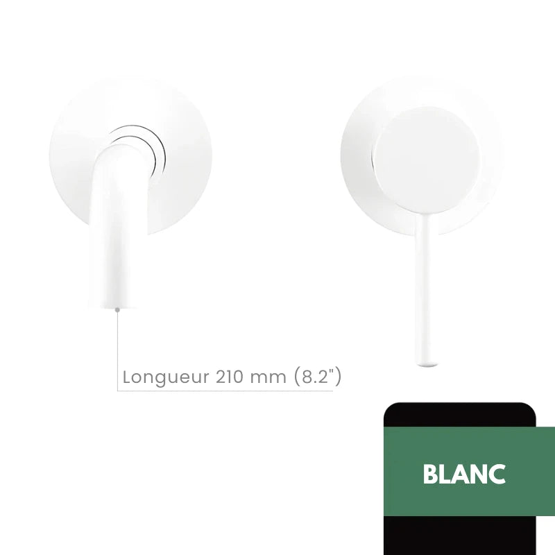 Robinet mitigeur salle de bain mural or avec bec rond – Contrôle précis température & débit - Focett