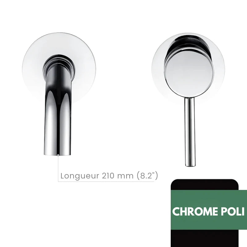 Mitigeur mural laiton massif noir avec bec rond – Contrôle précis température & débit