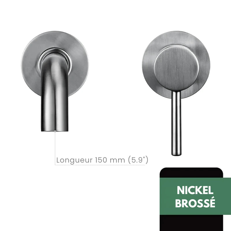 Robinet mitigeur salle de bain mural or avec bec rond – Contrôle précis température & débit - Focett