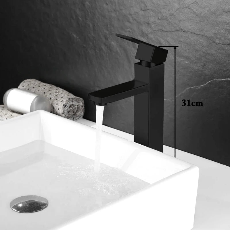 Robinet mitigeur de lavabo en nickel brossé – design épuré, poignée unique et finition mate brossée - Focett