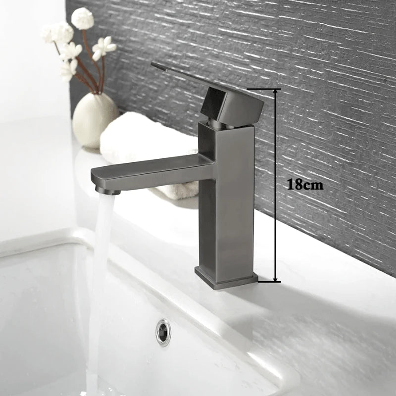 Robinet mitigeur de lavabo en nickel brossé – design épuré, poignée unique et finition mate brossée - Focett