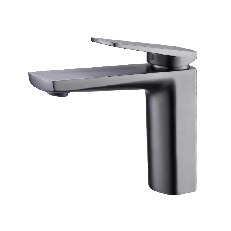 Robinet mitigeur de salle de bain or brossé carré avec poignée latérale – laiton massif, régulation fluide et style moderne - Focett