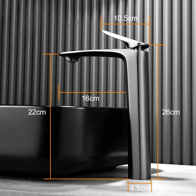 Mitigeur haut salle de bain gris brossé design – ergonomie optimale, résistance durable et style élégant - Focett