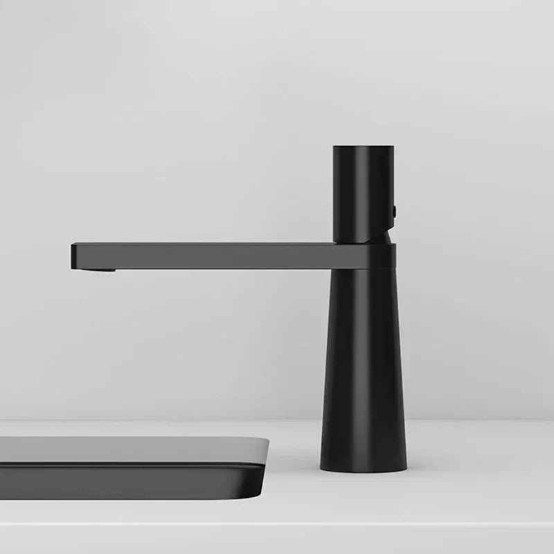 Mitigeur salle de bain noir contemporain – mitigeur compact avec poignée ergonomique et jet doux - Focett