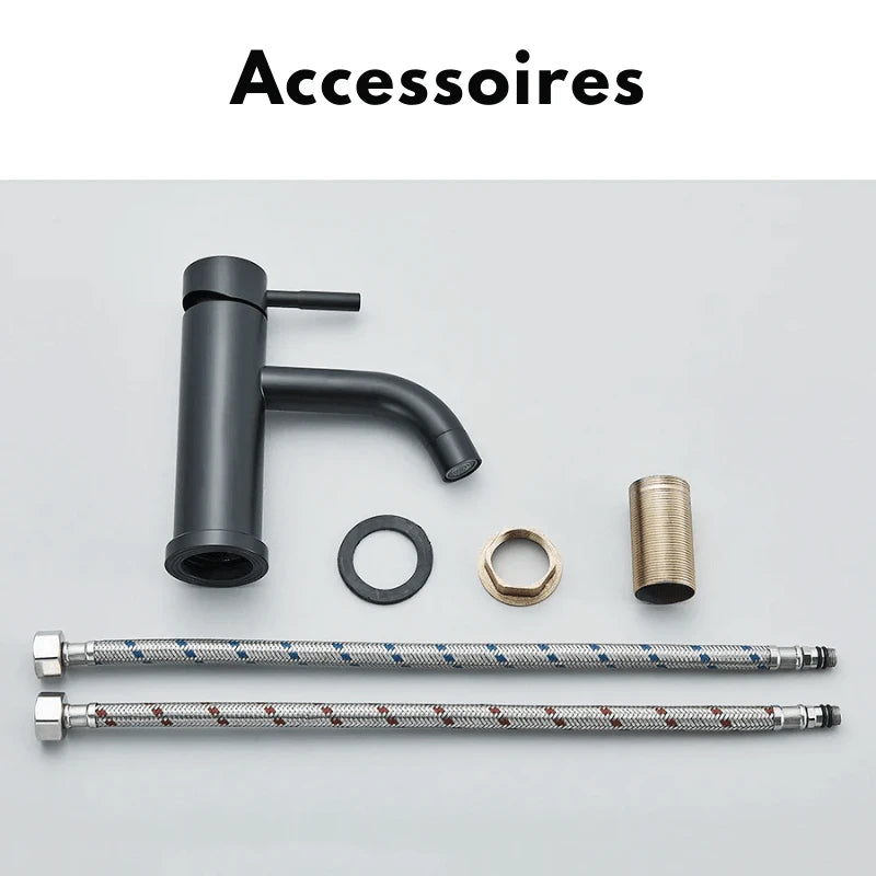 Mitigeur de lavabo or en laiton – finition brossée, jet doux et installation 1 trou - Focett